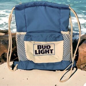 Bud Light Canvas drawstring backpack beach bag 17" x 14"